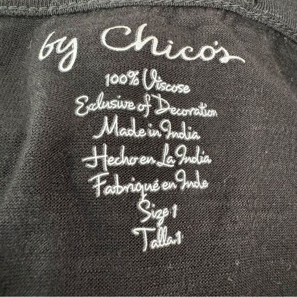 Chico’s Black Tunic Wearble Art Velour Embroidered Long Sleeve - Picture 11 of 13